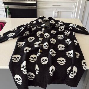 Torrid Black and Cream Skull Cardigan